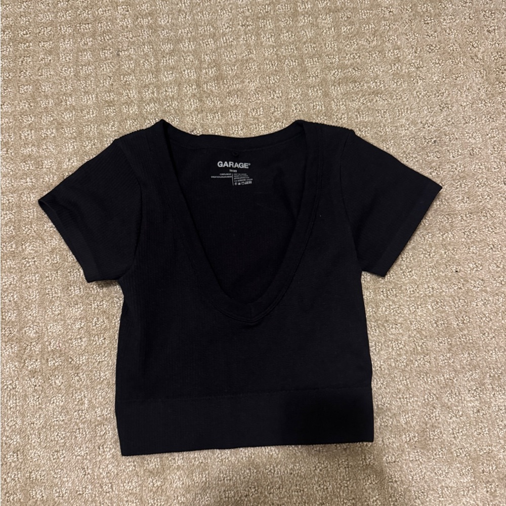 Garage Black V-Neck Women's Top